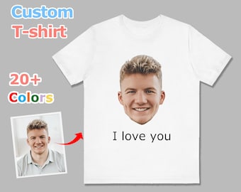 Custom Face T-shirt: Personalized Photo or Face Gift with Text, Birthday, Party, Father's Day