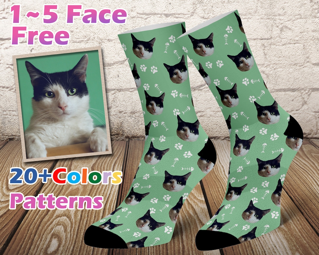 Custom Cat Socks, Cat Photo Socks, Pet Lovers Gift, Cat Gift