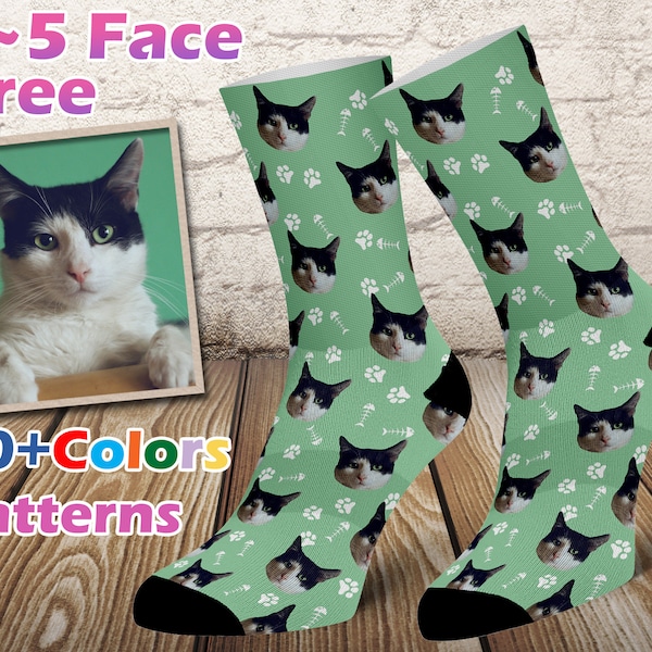 Custom Cat Socks, Cat Photo Socks, Pet Lovers Gift, Cat Gift, Personalized Socks,Cat Gift Socks, Customized Pet Socks, Dog Cat Face Socks