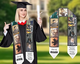 Custom Photo Graduation Stole: Class of 2026, Personalized Sash