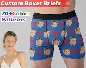 Personalized Face Boxer Briefs: Custom Men's Underwear, Anniversary/Valentine's Day Gift For Husband Boyfriend