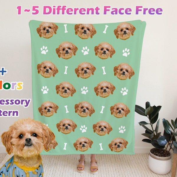 Custom Pet Face Blanket, Personalized Blanket, Customized Dog Face Blanket, Dog Lover Gift, Dog Mom Gift, Pet Photo Blanket, Cat Blanket