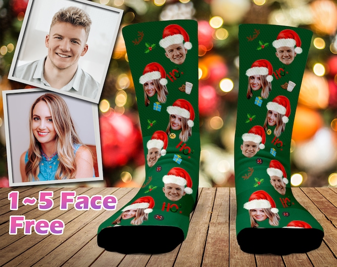 Custom Christmas Socks, Christmas socks for women men, Christmas Gift, Personalized Face Socks, Picture Socks, Birthday Gift, Face on socks