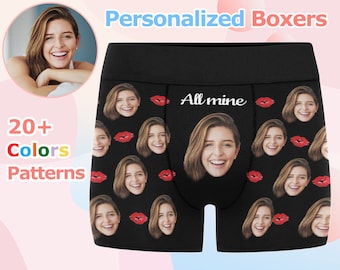 Custom Face Boxer Briefs: Personalized Photo Underwear, Anniversary/Valentine's Day Gift for Boyfriend/Husband
