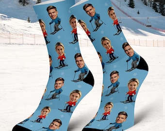 Custom Face Ski Socks: Personalized Skier Gift, Ski Lover Gifts