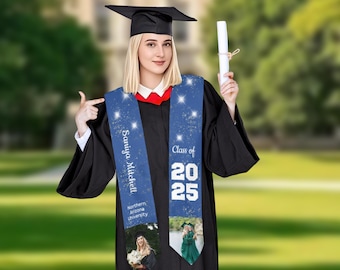 Personalized Photo Graduation Stole: Custom Class of 2025 Sash