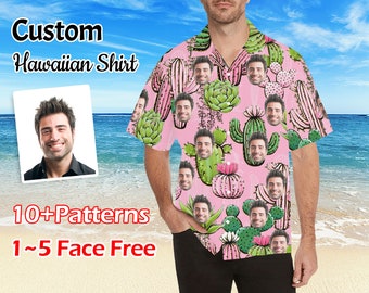 Personalized Face Hawaiian Shirt: Custom Cactus Tropical Shirt With Faces, Summer Gifts