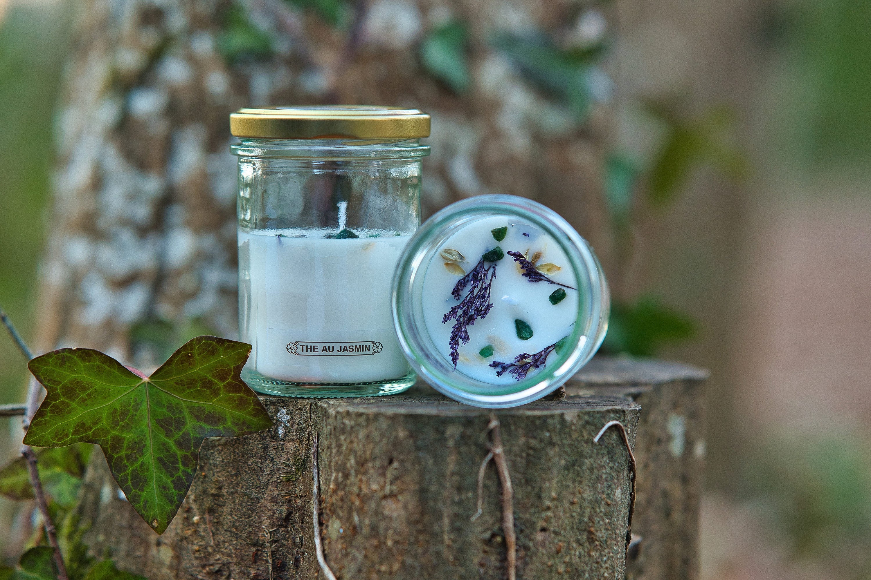 Bougie Florale Artisanale Parfum Thé Au Jasmin