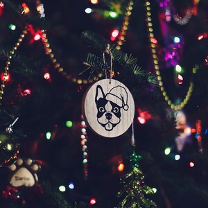 Clevotine Boston Terrier Santa Paws Ornament
