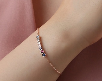 Minimal Birthstone Bracelet Personalized Perfect Christmas Gift for Mom or Grandma Gemstone Jewelry Dainty Birthstone Bracelet For Her