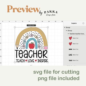 Teacher Rainbow Svg,teach Love Inspire Svg,teacher Appreciation Svg ...