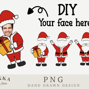 Blanco bundel kerstmangezicht, voeg je eigen foto toe, doe-het-zelfsjabloon, fotokaart, lijst, afdrukbaar png-bestand voor kerstcadeau