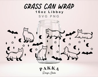 Ghost cat svg,16oz Libbey glass wrap template svg,Boo svg,Halloween coffee glass svg,cricut cut file