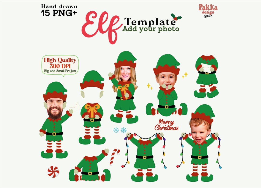Elf Yourself Template | Editable Christmas Photo Bundle | Add Your Face
