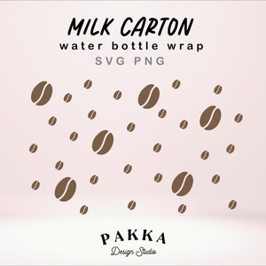 Coffee Bean | Milk Carton Water Bottle | SVG for Crafting | Seamless Full Wrap | Hand Draw tumbler | Cricut DIY Print | Commercial use