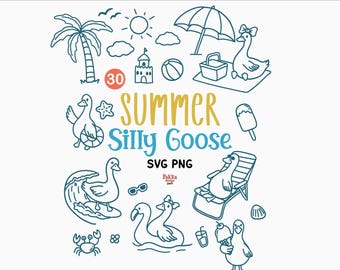 Sommargås Doodle Clipart | Nyckfullt SVG PNG-paket