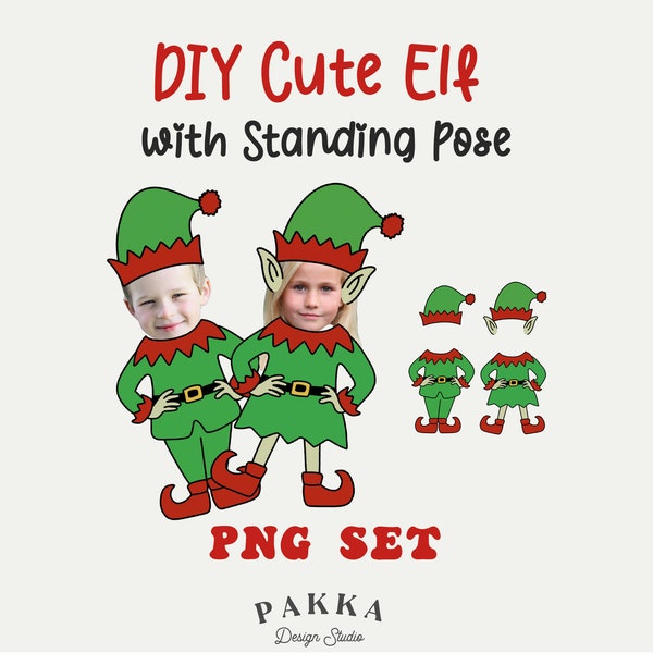 CUTE Elf Face Blank Kids Bundle, Add Your Own Photo, Diy Template, Digital Download Sticker, Elf Suit Prop, Printable Png for Christmas Gift