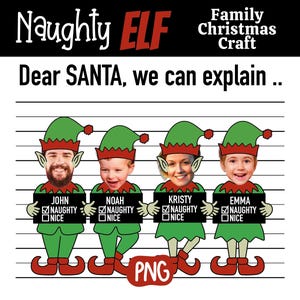 Elf Yourself,Naughty List,Funny Christmas Template for Family or Office,Diy Photo cut out,Digital Download, Printable Png for Christmas