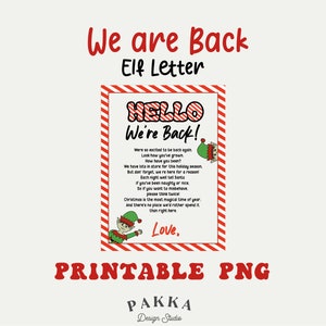 Carta de Elfo para impressão, Estamos de volta, Carta de chegada de dois elfos, Atividade infantil de Natal para menino e menina, Arquivo de download digital