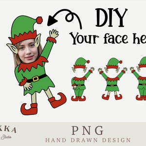 Elf Face Blank Bundle, Add Your Own Photo, Elf photo ornament, Diy Template,Printable Png for Christmas Gift
