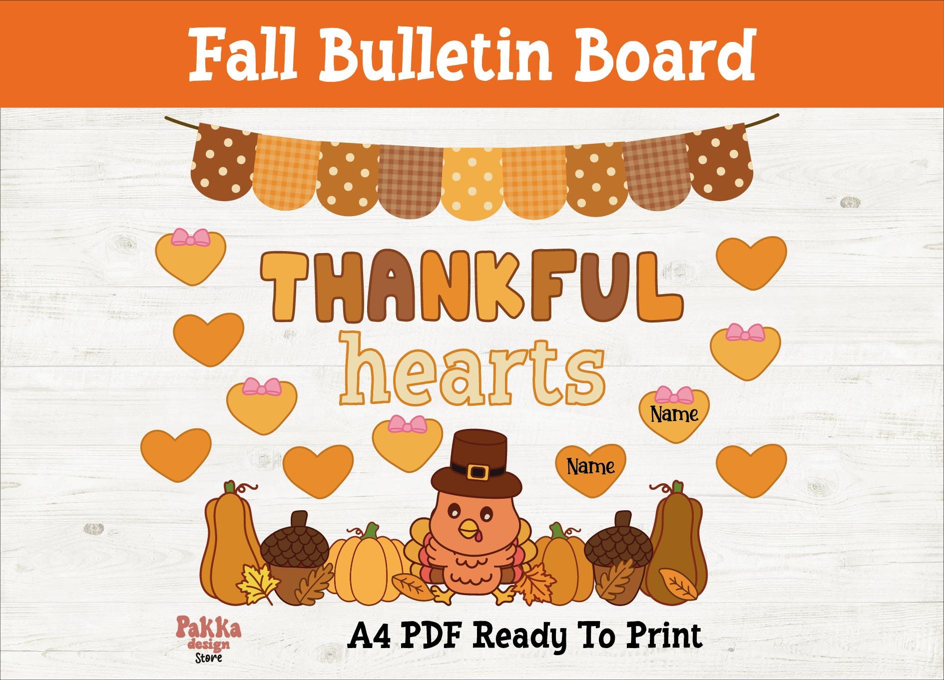 Fall Bulletin Board Kit | Thankful Hearts Theme | Autumn Classroom ...