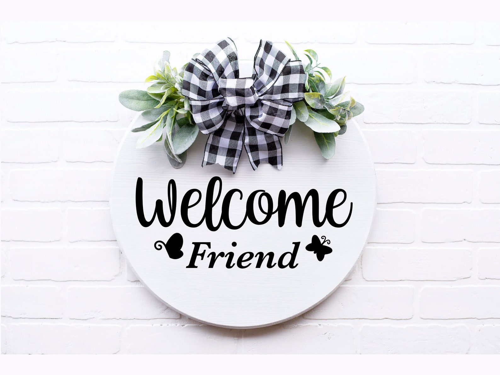 Friend SVG Sign Round Wood Front Door Hanger Etsy