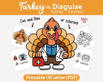 Printable Turkey in Disguise Docter Coloring Page | Thanksgiving Classroom Activity | Turkey Costume Craft Template for Kids
