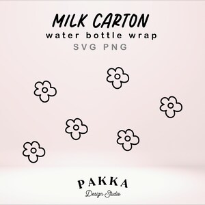 Boho retro flower | Milk Carton Water Bottle | SVG for Crafting | Seamless Pattern | Full Wrap Valentine | Cricut DIY Print | Commercial use