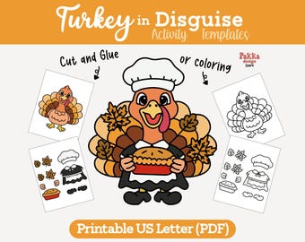 Printable Turkey in Disguise Pilgrims Coloring Page | Thanksgiving Classroom Activity | Turkey Costume Craft Template for Kids