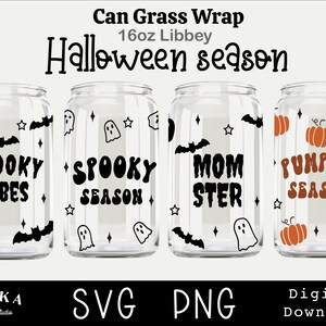 Halloween Libbey glass svg bundle,16oz Libbey glass wrap template svg,Pumpkin,Boo ghost,png svg for cricut cut file