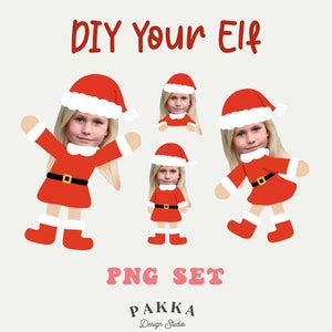NEW!! Santa Girl Face Blank Bundle, Add Your Own Photo,Elf Kit, Diy Prop Template,Kids Printable Png for Christmas Gift