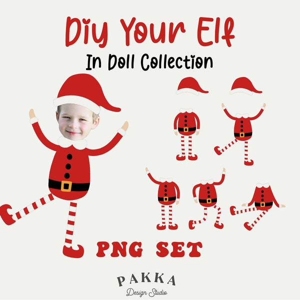 Elf Yourself Template,Elf Doll Bundle,Diy Face Blank,Photo Cut out,Digital Download, Sublimation,Elf Suit Prop,Printable Png for Christmas