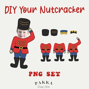 NOVO!! Pacote em branco de rosto de quebra-nozes, adicione sua própria foto, kit de artesanato, porta-retratos, modelo de adereço diy, png imprimível para crianças para presente de Natal