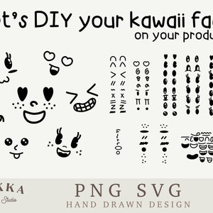 Cute Face SVG,DIY Kawaii Face Bundle Svg,Cartoon Eyes,Doodle,Teacher kit for Kids Craft,Funny Gift