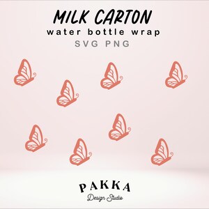 Cute Butterfly Pattern | Milk Carton Water Bottle | SVG for Crafting | Seamless Tumbler Full Wrap | Cricut DIY Print | Commercial use