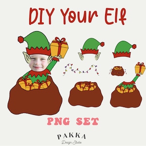 Elf Face Blank Bundle, Add Your Own Photo, Diy Template, Digital Sticker, Elf Suit Prop, Printable Png for Christmas Gift