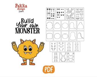 Build your own monster,Create a monster,Halloween kids craft at school