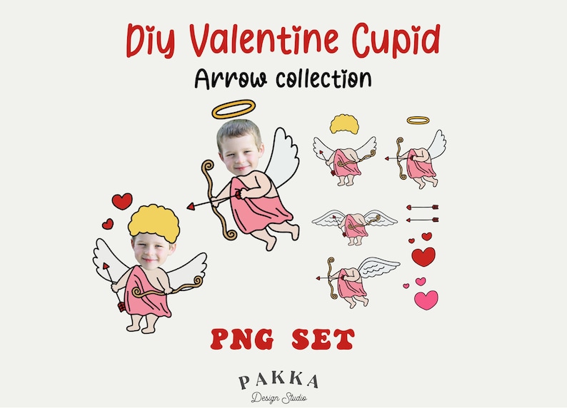 Valentine Cupid Face Blank With Arrow Bundle, Add Your Own Photo, Diy ...