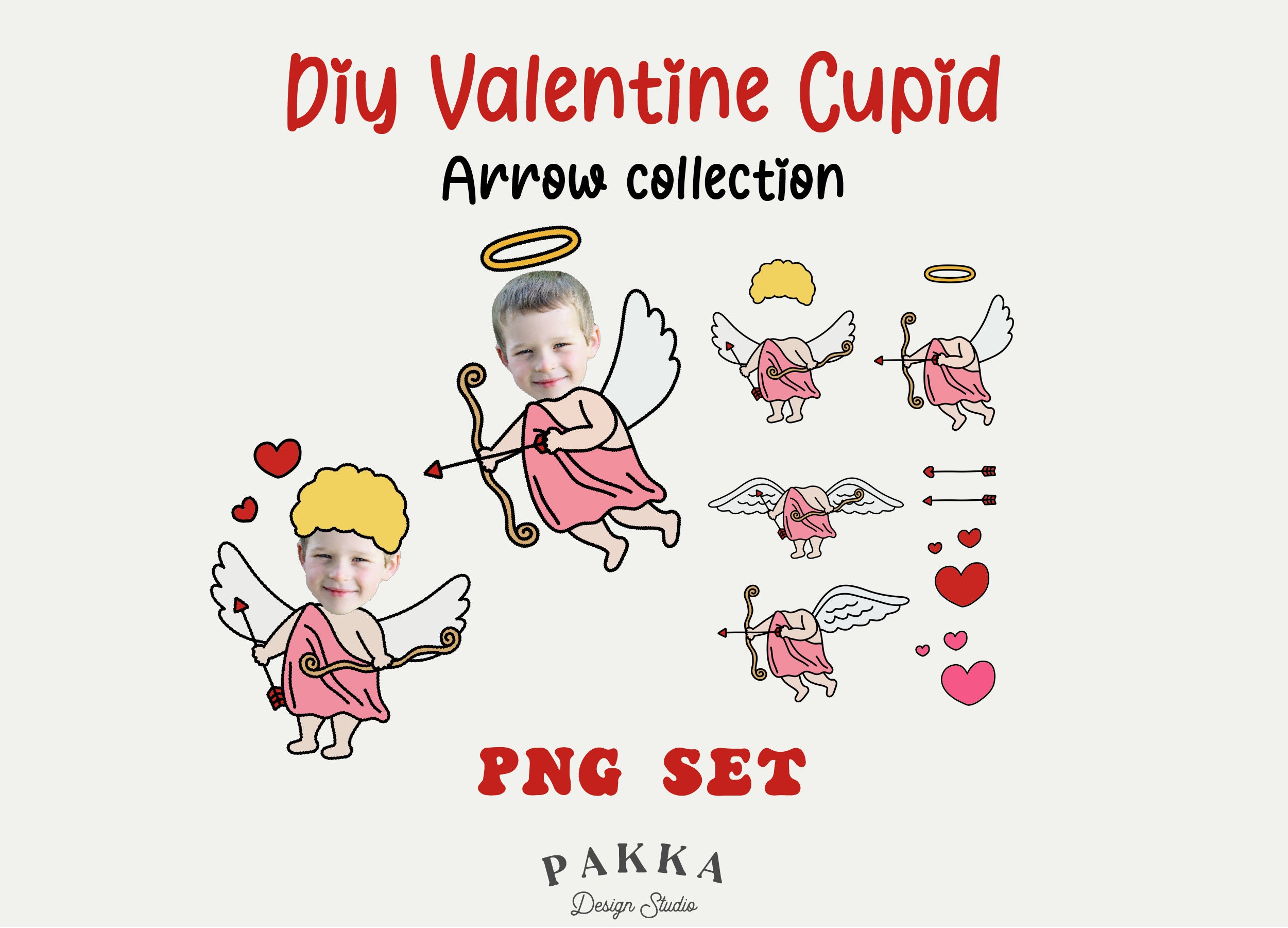 Valentine Cupid Face Blank With Arrow Bundle, Add Your Own Photo