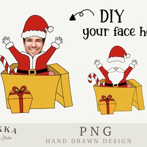 Santa Face Blank in Gift box Bundle, Add Your Own Photo, Diy Template,Printable Png for Christmas Gift