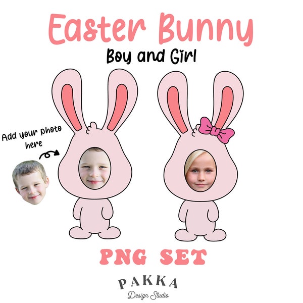 Easter Bunny Faceless Add you own picture, Bunny Boy and Girl, Sublimation Design, Bulletin Board