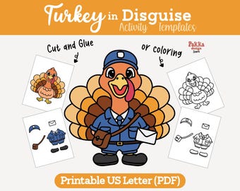 Printable Turkey in Disguise Pilot Coloring Page | Thanksgiving Classroom Activity | Turkey Costume Craft Template for Kids