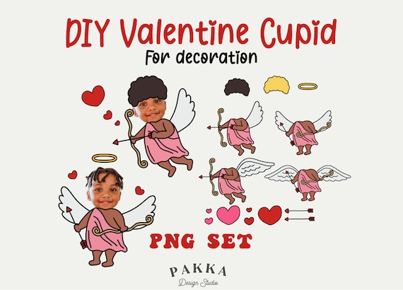 Funny Valentine Cupid Face Blank Bundle,black or African Kids, Diy