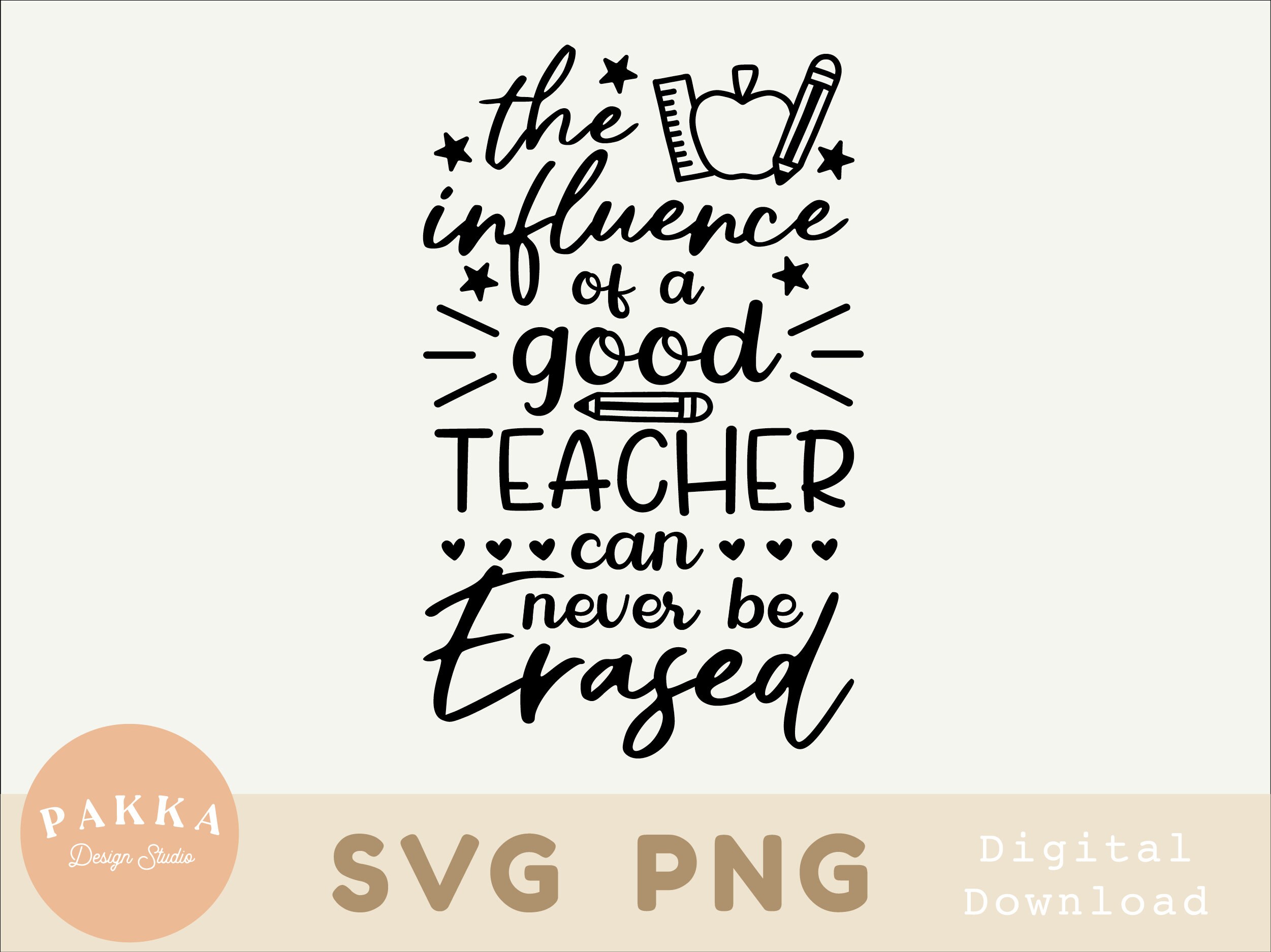 Editable The Influence Of A Good Teacher Can Never Be Erased Svg.