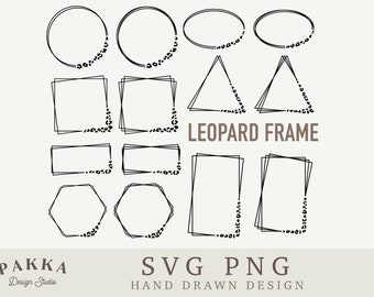 Leopard frame bundle svg,Square frame,Circle,Hexagon,Triangle,Rectangle,Monogram,Cheetah,png svg cut file for cricut