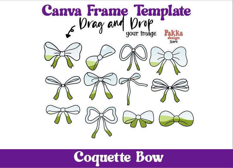 Coquette Bows Canva Template Bundle | Drag & Drop Photo Frames | Bow ...