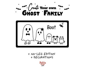 Ghost Family Sign SVG, Create Your Own Ghost Family, Cute Halloween Ghosts, Spooky Frame SVG