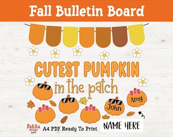 Pumpkin Patch Bulletin Board, Thanksgiving Classroom Decor,Cutest Pumpkin in The Patch, Autumn Printable, Fall Bulletin Board Decoration