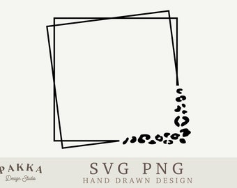Leopard frame svg,Square frame,Monogram,Cheetah,png svg cut file for cricut