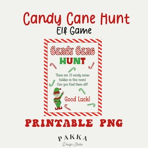 Afdrukbare Candy Cane Hunt, Christmas Elf-spel voor kinderactiviteiten, digitaal downloadbestand